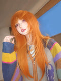 Load image into Gallery viewer, Wig Girl Air Bangs Royal Sister Wind Dirty Orange Long Straight Hair Muse Gossip Record Sakura Futaba cos Full Headgear