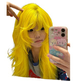Load image into Gallery viewer, Halloween Japanese subculture wig long curly hair Internet celebrity lemon yellow babes jk Asian wind can catch full headgear