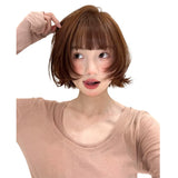 Load image into Gallery viewer, Wig Women's hood Layered short hair hanni Same girly whole wig Orange brown cos Bobo head