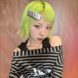 Load image into Gallery viewer, Halloween elf green Japanese Korean wig female short hair full head cover French JK outer warping age-reducing hairstyle BOBO