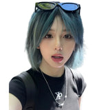 Load image into Gallery viewer, Blue wig one size fits all short hair y2k full head cover female universal cos subculture Lolita full set of small fry