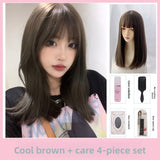 Load image into Gallery viewer, Kawakami Tomie cos wig female summer Internet celebrity Qi bangs full head cover black medium long hair natural Japanese hairstyle female