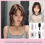Load image into Gallery viewer, Wig, American Gao Asian Spice Girl, warping, age-reducing short hair, highlighting and dyeing, daily repairing Bobo head, breathable whole head cover