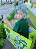 Load image into Gallery viewer, Korean cute short hair wig female full headgear Internet celebrity blue air bangs curly hair age-reducing hairstyle Japanese JK