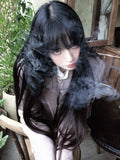 Load image into Gallery viewer, Mori Hong Kong style black female long hair lolita Mori JK photo super long straight hair natural full hood