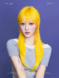 Load image into Gallery viewer, Japanese lemon yellow high-level cute wig female full head cover COS long straight soft sister Yabi full hair cover