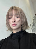 Load image into Gallery viewer, Japanese wig female short hair Internet celebrity warped head short hair rice gray brown air bangs Bobo head JK simulation full head cover