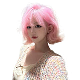 Load image into Gallery viewer, Wig full head cover female pink Korean Wendy short hair Internet celebrity age reduction clavicle hair invisible whole wig cover