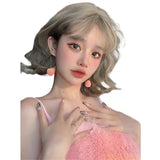 Load image into Gallery viewer, Gray wig short hair Internet celebrity lolita wool roll girl group Hong Kong style lazy simulation short curly hair full headgear