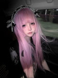 Load image into Gallery viewer, Princess cut wig female long hair Japanese Internet celebrity long straight hair rice pink less lolita full headgear