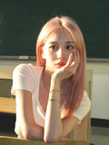 Load image into Gallery viewer, Female wig pink cos medium soft cute fashion long straight hair natural princess temperament trimming Internet celebrity hair cover