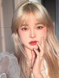 Load image into Gallery viewer, Wig live streaming host girl group Lisa same sweet cute light white gold natural realistic long straight hair wig
