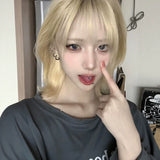 Load image into Gallery viewer, Internet celebrity white gold wig medium long collarbone medium long hair JK girl Lolita fashion high temperature silk hair cover