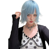 Load image into Gallery viewer, Japanese Yabi wind ice blue short hair wig Qi bangs anti-warping layer short hair Spice girl y2k full headgear