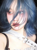 Load image into Gallery viewer, Happy small fry blue wig short hair full hood female color daily lolita short curly hair jk Japanese Korean y2