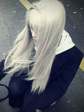 Load image into Gallery viewer, Gray wig female long straight hair Internet celebrity lolita trim jk girl natural full headgear bangs realistic wig