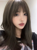 Load image into Gallery viewer, Kawakami Tomie cos wig female summer Internet celebrity Qi bangs full head cover black medium long hair natural Japanese hairstyle female
