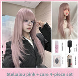 Load image into Gallery viewer, High-level pink wig female long straight hair y2k hottie full headgear lolitacos universal medium high-level jk