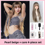 Load image into Gallery viewer, Wig comic female long straight hair Lisa same beige natural Lolita simulation human JK realistic full headgear female