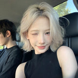 Load image into Gallery viewer, Japanese and Korean new wig women's platinum medium points short warped hair Lolita Internet celebrity full top temperament full headgear