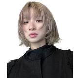 Load image into Gallery viewer, Japanese wig female short hair Internet celebrity warped head short hair rice gray brown air bangs Bobo head JK simulation full head cover