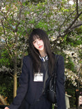 Load image into Gallery viewer, Black wig female long hair new layered long straight hair round face lolita natural JK cute Shaoluo full headgear