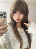 Load image into Gallery viewer, Jellyfish head wig full head cover female long hair age reduction subculture long hair Internet celebrity JK cool handsome head y2k brown cos