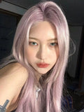 Load image into Gallery viewer, Korean Internet celebrity medium pink purple wig natural live streaming host JK girl group INS wind can be salt can be sweet long straight hair fashion