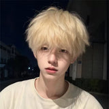 Load image into Gallery viewer, Platinum wig boys short hair Korean version handsome full head cover type Yang excess the same men's differential broken cover wig