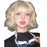 Load image into Gallery viewer, Small fry wig female platinum fluffy short curly hair full head cover Internet celebrity personality temperament lazy wind short age reduction roll
