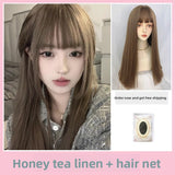 Load image into Gallery viewer, Wig live streaming host girl group Lisa same sweet cute light white gold natural realistic long straight hair wig