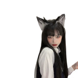 Load image into Gallery viewer, Wig long hair summer comics bangs black long straight Internet celebrity Qi bangs natural sweet jk full headgear