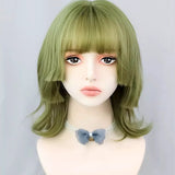 Load image into Gallery viewer, Green wig female short hair short curly hair wool curl full hood lolita princess cut colored collarbone hair