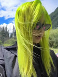 Load image into Gallery viewer, Lizard green wig female long hair full headgear long straight hair fluorescent green sub-y2k long straight hair lolita color jk