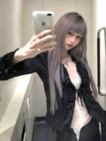 Load image into Gallery viewer, Daily super long wig gray purple Mori photo long straight hair girl group JK Hong Kong style full head wig