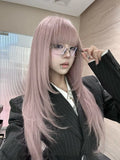 Load image into Gallery viewer, High-level pink wig female long straight hair y2k hottie full headgear lolitacos universal medium high-level jk