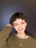 Load image into Gallery viewer, Wig female short hair bobo head dog gnaw bangs Internet celebrity Bobo head fluffy trim natural handsome fashion wig cover