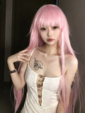Load image into Gallery viewer, Super long wig pink Mori photo long straight hair girl group JK Hong Kong style full head wig