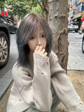 Load image into Gallery viewer, Wig female medium long hair high level JK gray full head cover lolita clavicle hair long straight hair y2k whole top fluffy