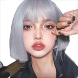 Load image into Gallery viewer, Handsome silver gray wig short hair female Bobo head student Lolita Harajuku Internet celebrity smoke gray granny gray natural