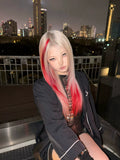 Load image into Gallery viewer, Lace hairnet big scalp medium platinum gradual change red wig high level female long straight hair full head cover whole top