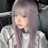 Load image into Gallery viewer, Purple-gray wig Female Internet celebrity long straight hair JK headgear full cos wig cover 2025 new summer thin