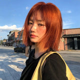 Load image into Gallery viewer, Autumn and winter wig women's short hair orange new Bobo head cute age reduction shoulder imitation full real girl group full head cover JK