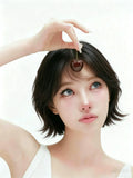 Load image into Gallery viewer, Japanese black natural high-level wig women's short hair two-dimensional COS warped head y2 daily k full wig