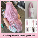Load image into Gallery viewer, Super long straight hair cherry blossom powder medium wig full head cover female lolita lolita photo studio hair girl
