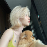 Load image into Gallery viewer, Japanese and Korean new wig women's platinum medium points short warped hair Lolita Internet celebrity full top temperament full headgear