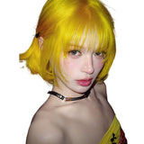 Load image into Gallery viewer, Lemon yellow wig Internet celebrity subculture short hair one size fits all cos Japanese lolita y2k hair