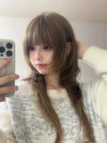 Load image into Gallery viewer, Jellyfish head wig full head cover female long hair age reduction subculture long hair Internet celebrity JK cool handsome head y2k brown cos