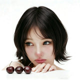 Load image into Gallery viewer, Japanese black natural high-level wig women's short hair two-dimensional COS warped head y2 daily k full wig