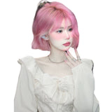 Load image into Gallery viewer, Halloween soft girl wig pink short straight hair Bobo head full hood female bobo temperament whole top lolita